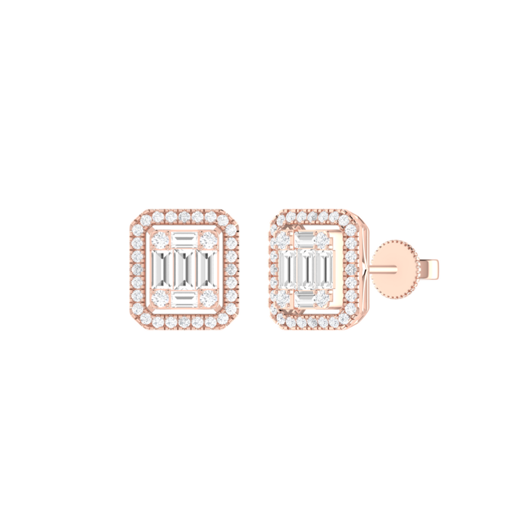Diamond Baguette Earrings set in 18ct Gold