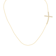 Load image into Gallery viewer, Cross Necklace 0.20ct set in 9ct Gold

