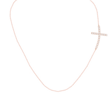 Load image into Gallery viewer, Cross Necklace 0.20ct set in 9ct Gold
