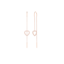 Load image into Gallery viewer, Diamond Heart Drop Chain Earrings 0.26ct set in 18ct Gold
