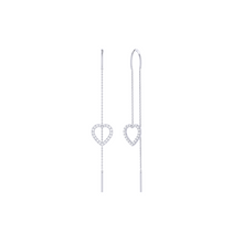 Load image into Gallery viewer, Diamond Heart Drop Chain Earrings 0.26ct set in 18ct Gold
