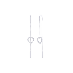Diamond Heart Drop Chain Earrings 0.26ct set in 18ct Gold