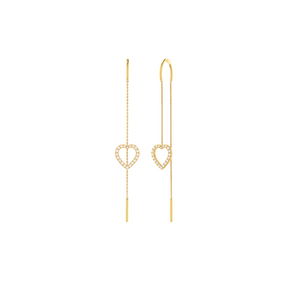 Diamond Heart Drop Chain Earrings 0.26ct set in 18ct Gold