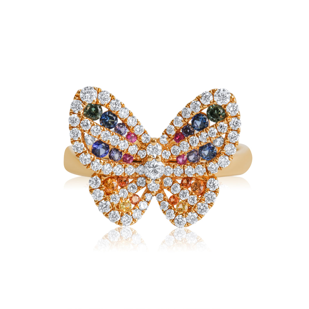 Sapphire Rainbow Butterfly Dress Ring 0.90ct set in 18ct Rose Gold