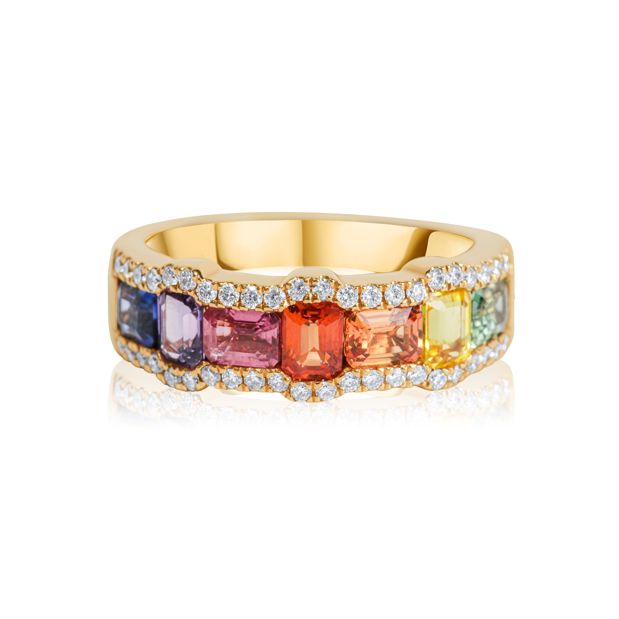 Sapphire Rainbow Wave Dress Ring 2.19ct set in 18ct Rose Gold  Phelans  Jewellers