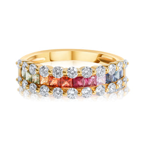 Sapphire Rainbow Princess Dress Ring 1.49ct set in 18ct Rose Gold