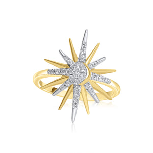 18ct Yellow Gold SunRise Diamond Dress Ring 0.21ct