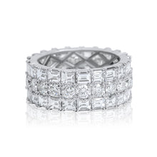 Load image into Gallery viewer, 18ct Gold 3 Row Baguette &amp; Round Brilliant Cut  Diamond Dress Ring 6.05ct - Full
