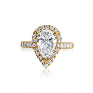 18ct Yellow Gold Engagement Ring 2.48ct - Pear Cut Halo