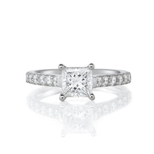 Load image into Gallery viewer, Platinum Engagement Ring 1.45ct Princess Cut - Diamond Shoulders
