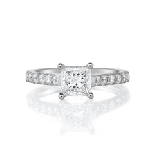Load image into Gallery viewer, Princess Cut Engagement Ring - Diamond Shoulders
