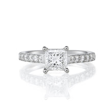 Load image into Gallery viewer, Platinum Engagement Ring 0.96ct Princess Cut - Diamond Shoulders
