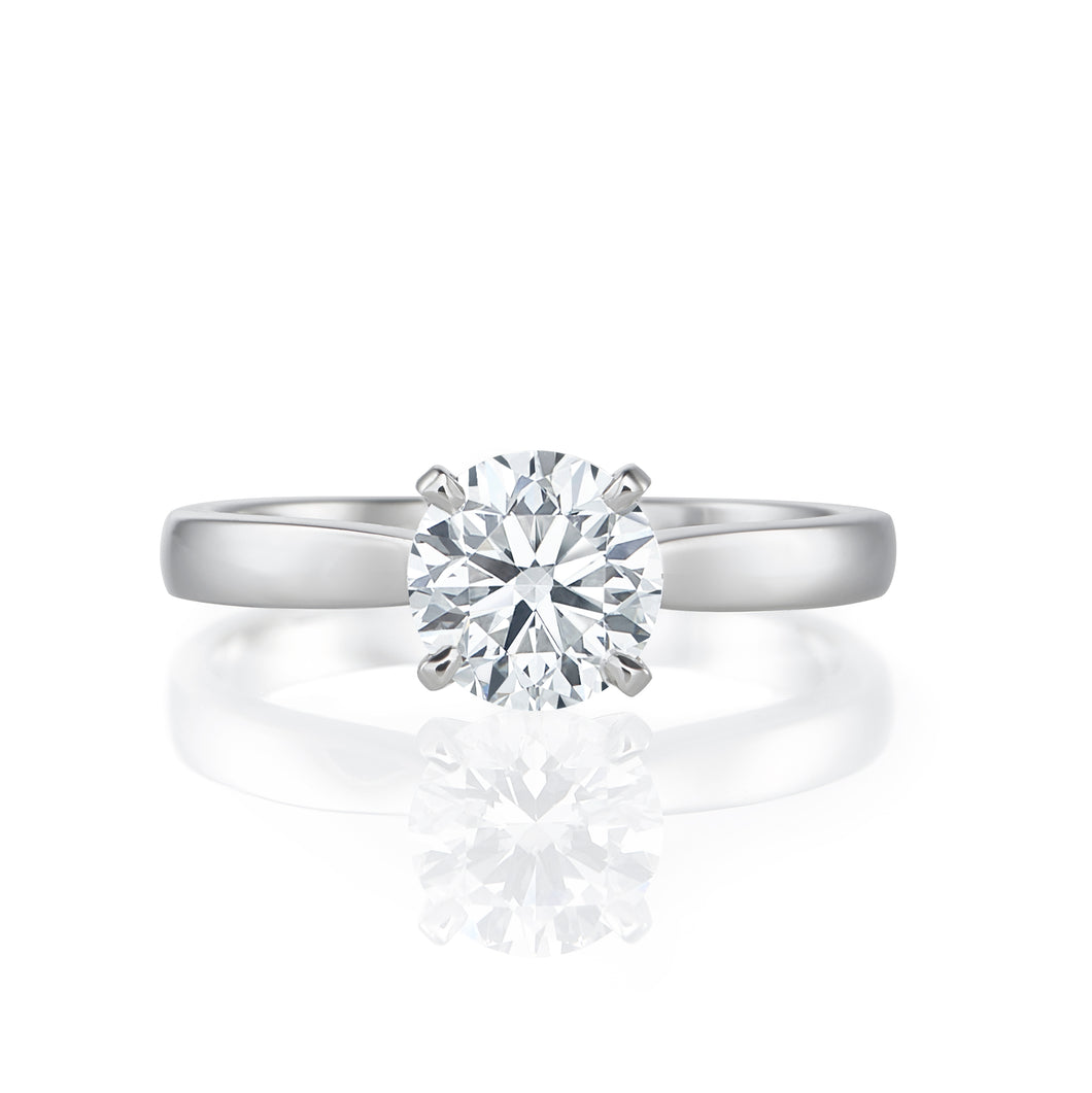 Platinum Engagement Ring 1.01ct Round Brilliant Cut - 4 Claw