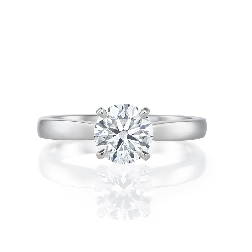 Platinum Engagement Ring 0.71ct Round Brilliant Cut - 4 Claw