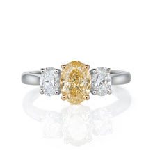 Load image into Gallery viewer, Oval Three Stone Ring - Fancy Yellow Diamond
