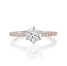 Load image into Gallery viewer, 18ct Rose Gold Engagement Ring 1.09ct Round Brilliant Cut - 6 Claw, Diamond Shoulders
