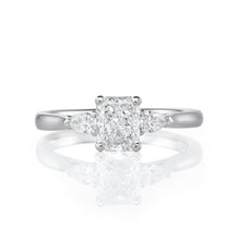 Load image into Gallery viewer, Platinum Engagement Ring 1.32ct Radiant &amp; Pear Shaped Three Stone
