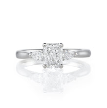 Load image into Gallery viewer, Platinum Engagement Ring 1.05ct Radiant &amp; Pear Shaped Three Stone
