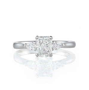 Platinum Engagement Ring 1.05ct Radiant & Pear Shaped Three Stone