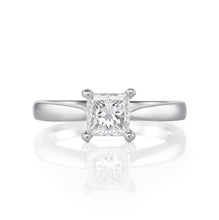 Load image into Gallery viewer, Platinum Engagement Ring 0.70ct Princess Cut
