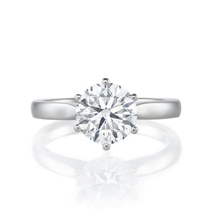 Platinum Engagement Ring 0.56ct Round Brilliant Cut - 6 Claw Setting