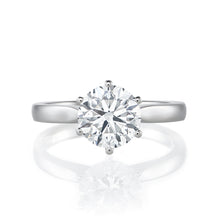 Load image into Gallery viewer, Platinum Engagement Ring 1.01ct Round Brilliant Cut - 6 Claw Setting
