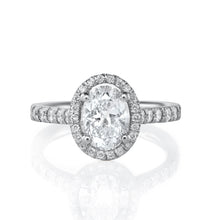 Load image into Gallery viewer, Platinum Engagement Ring 1.98ct Oval Cut - Halo &amp; Diamond Shoulders
