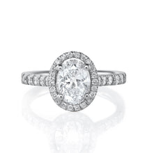 Load image into Gallery viewer, Oval Cut Engagement Ring - Halo &amp; Diamond Shoulders
