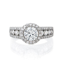 Load image into Gallery viewer, 18ct White Gold Dress Ring 1.92ct Round Brilliant Cut - Halo &amp; Diamond 3 Row Shoulders
