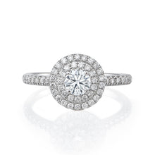 Load image into Gallery viewer, 18ct White Gold Engagement Ring 0.89ct Round Brilliant Cut - Double Halo &amp; Shoulders
